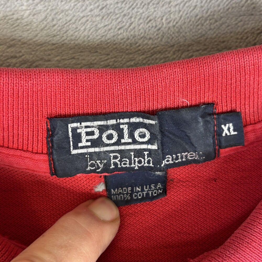 Vintage Polo Ralph Lauren Polo Shirt Mens‎ XL Red Pique Cotton Pony Logo USA - Picture 3 of 8